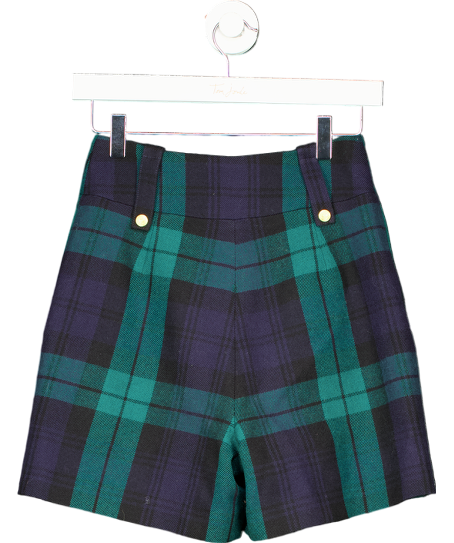 Holland Cooper Green Luxe Tartan Tailored Shorts UK 6