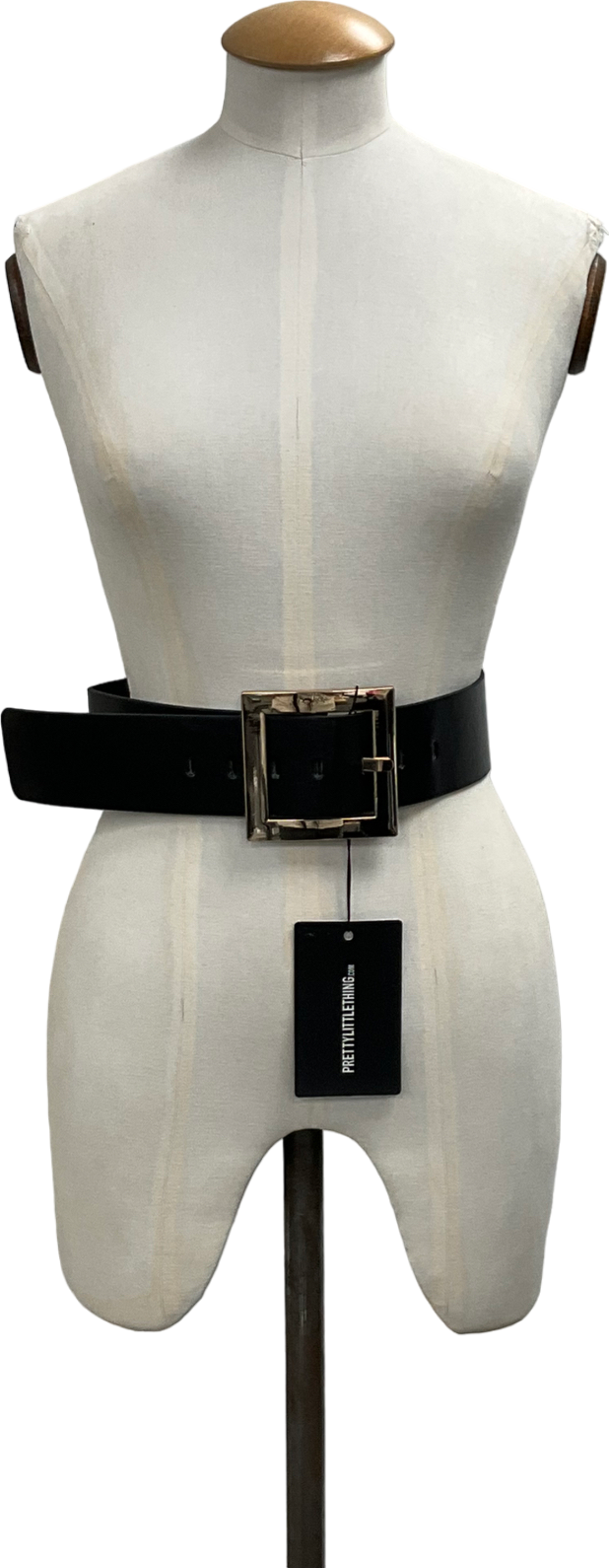 PrettyLittleThing Black Gold Buckle Chunky Waist Belt One Size