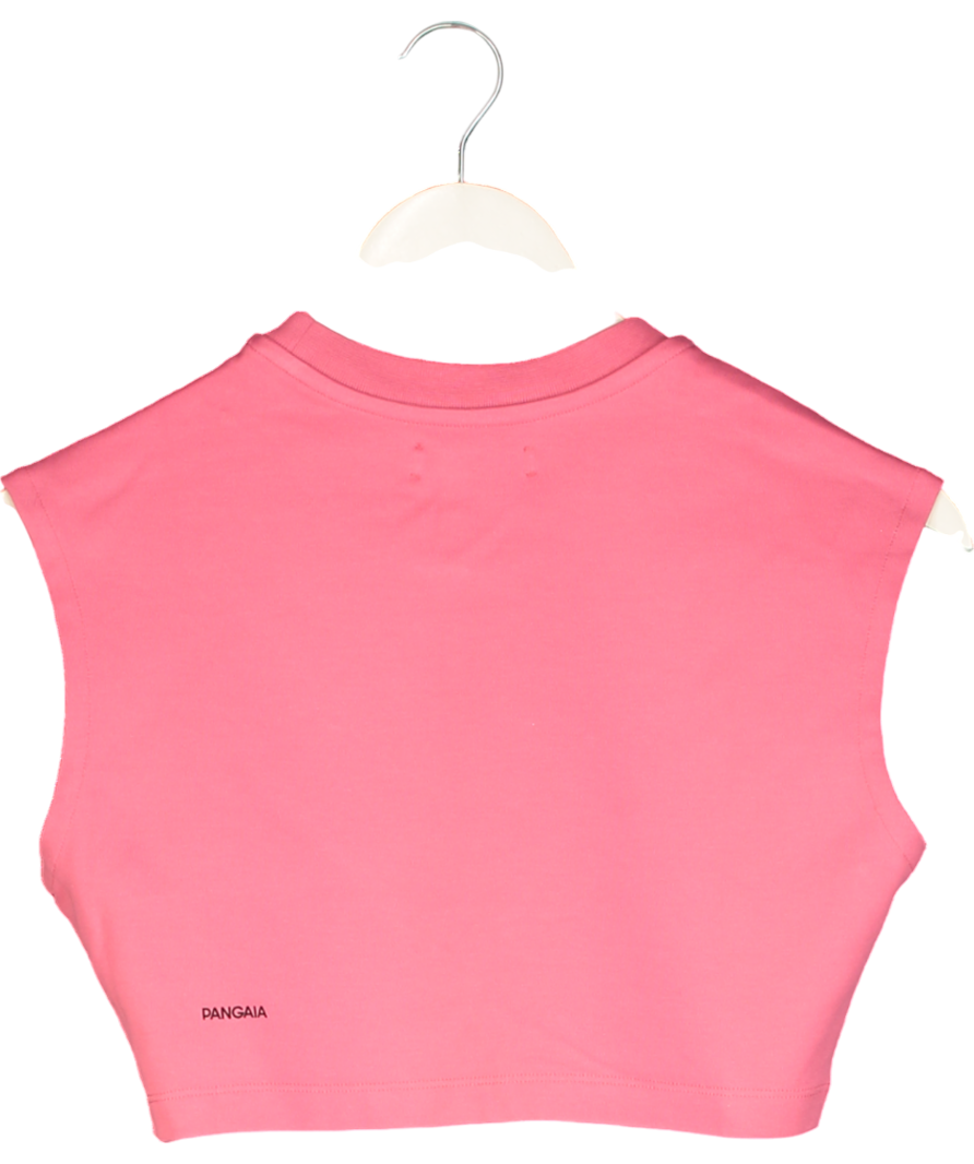 PANGAIA Pink Recycled Cotton Fitted Crop T-shirt UK S