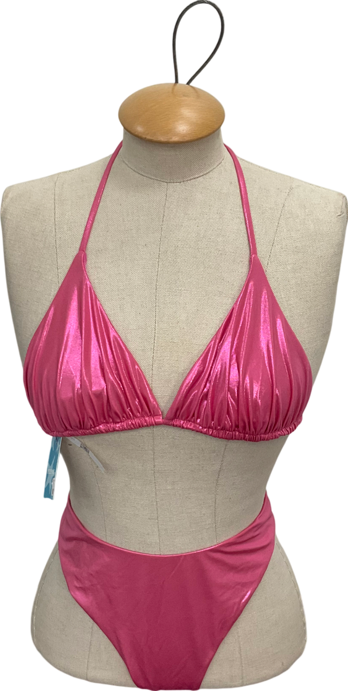 Tezenis Pink Metallic Bikini - Top Uk 8, Bottom UK L