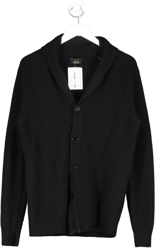 Massimo Dutti Black Wool And Cashmere Blend Button Down Cardigan UK M