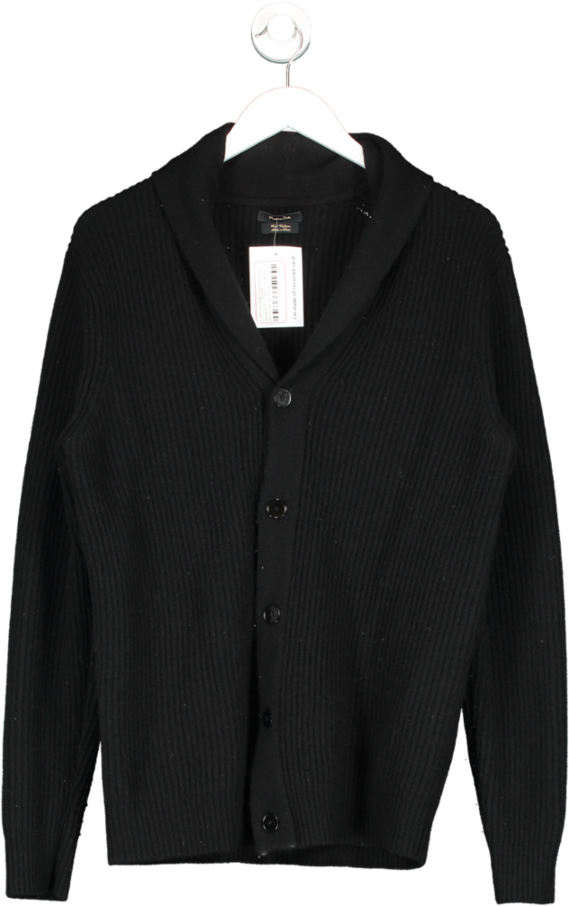 Massimo Dutti Black Wool And Cashmere Blend Button Down Cardigan UK M