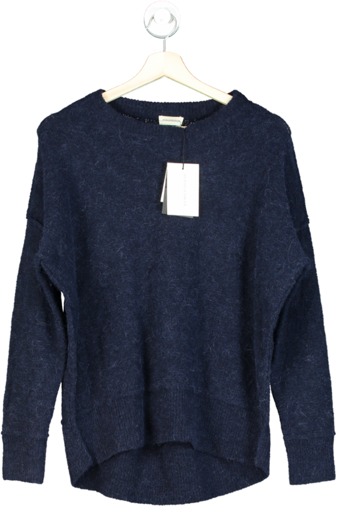 By Malene Birger Navy Soft Mohair Navy Dip Back Pullover UK XXS