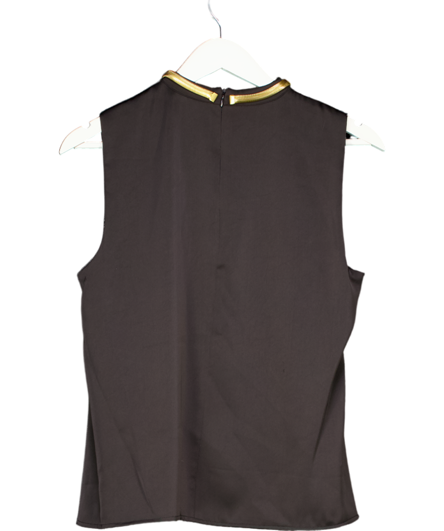 Donna Karan Black Hardware Twist Neck Top UK S