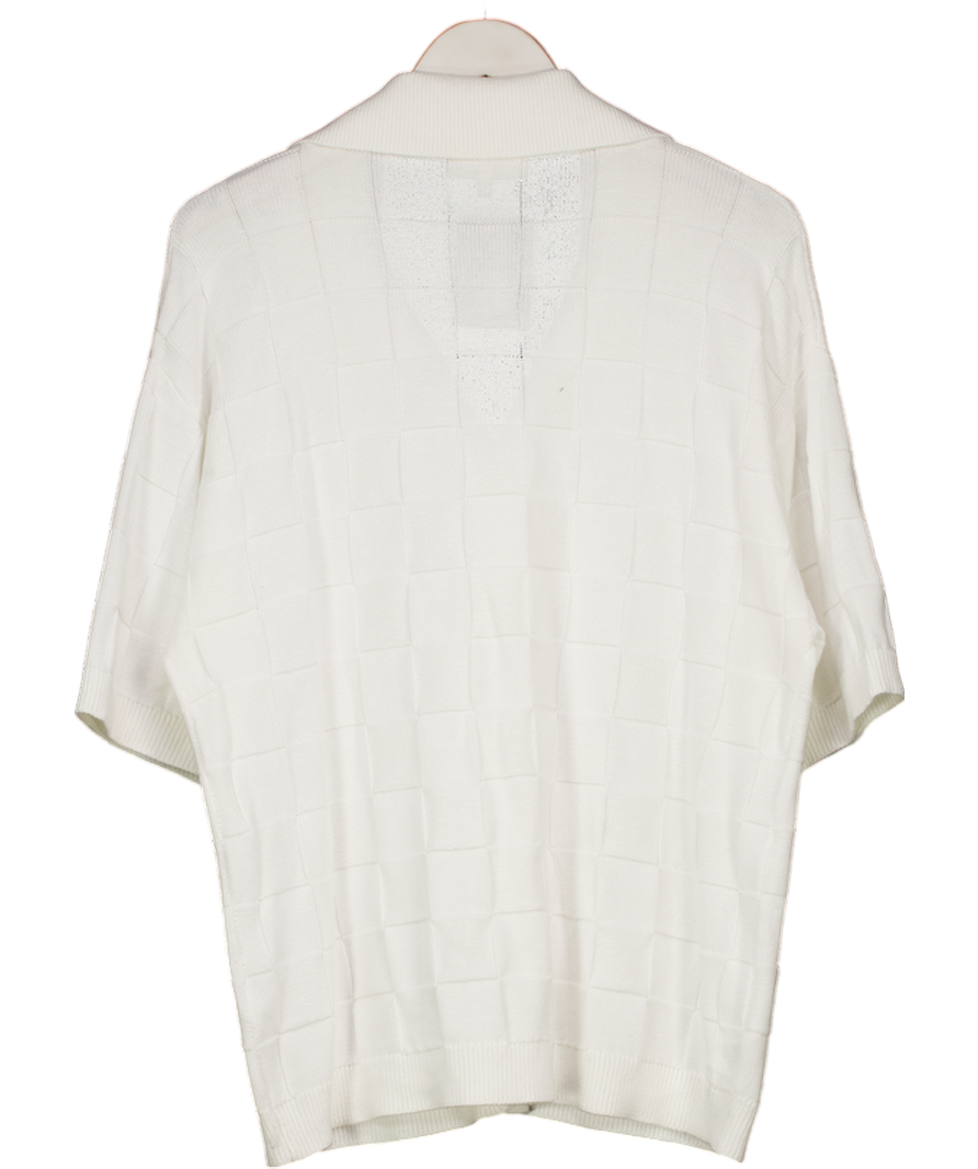 The Couture Club White Knitted Checkerboard Shirt UK M