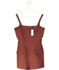 Karen Millen Chocolate Brown Wool Blend Tailored Playsuit UK 10