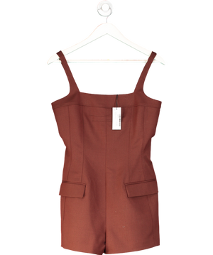 Karen Millen Chocolate Brown Wool Blend Tailored Playsuit UK 10