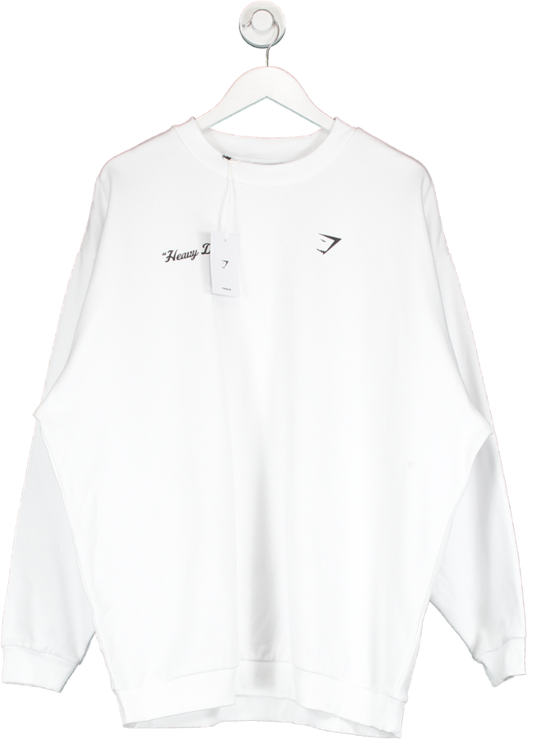 gymshark White Heavy Duty Oversized Sweatshirt UK L
