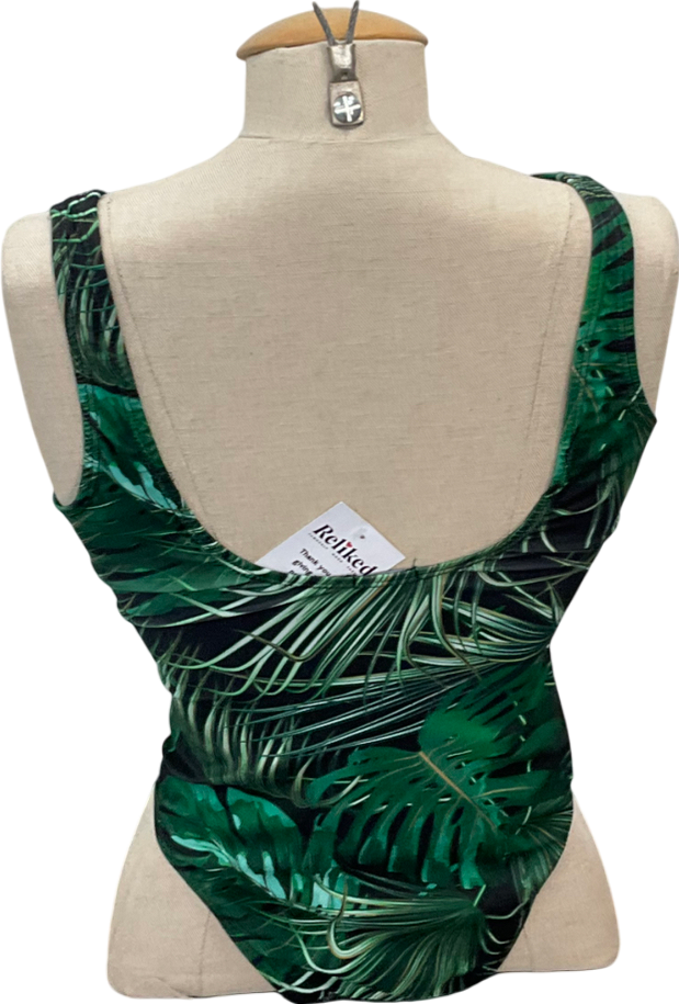 boohoo Green Tropical Print Swimsuit UK 8