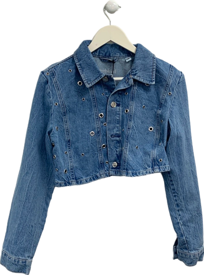 River Island Blue Cropped Denim Jacket UK 10