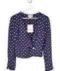 Rouje Paris Blue polkadot Tressie Long Sleeve Wrap Blouse UK 8