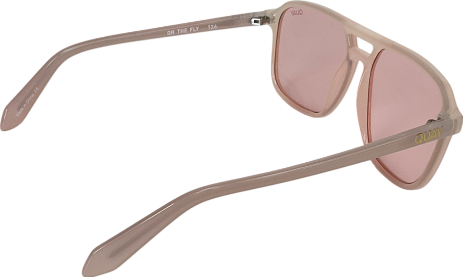 QUAY Pink Love Island On The Fly Aviator Sunglasses In Crystal One Size