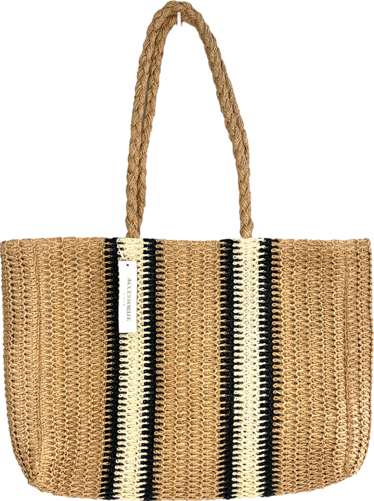 Accessorize Brown Double Stripe Beach Shopper Bag One Size