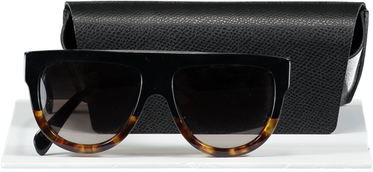 Celine Brown Tortoise D-frame Acetate Sunglasses In Case