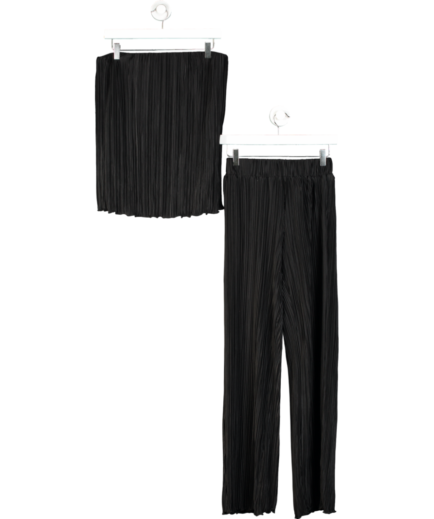 4th & Reckless Black Plisse Bandeau And Wide Leg Trousers UK 8