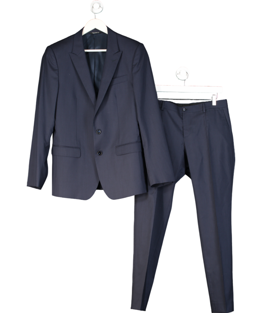 Dolce & Gabbana Blue Wool Silk Two Piece Formal Suit UK M
