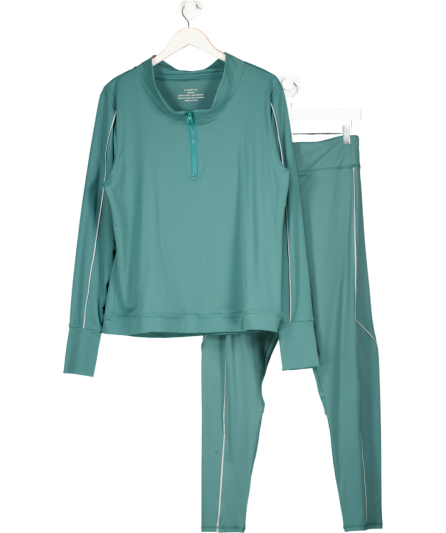 In The Style Green 1/4 Zip Jacket And Leggings Co Ord Set UK 24