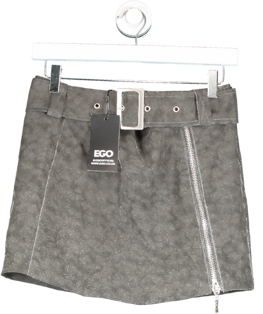 Ego Grey High Waist Zip Detail Split Leg Mini Skirt Co Ord UK 8