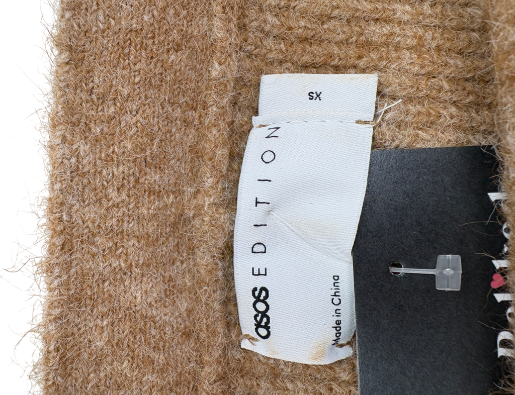 ASOS Beige Wool Blend Jumper And Skirt Co-ord UK XS