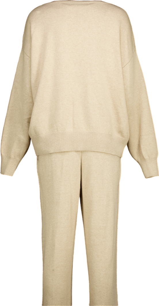 FREE PEOPLE Beach 2-piece Knitted Beige Solar Sweater Lounge Set UK M
