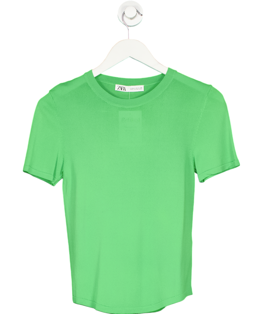 ZARA Green Viscose Knit T-shirt UK M