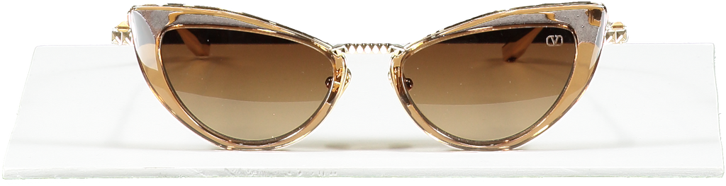 Valentino Brown Viii - Cat-eye Titanium And Acetate Stud Frame
