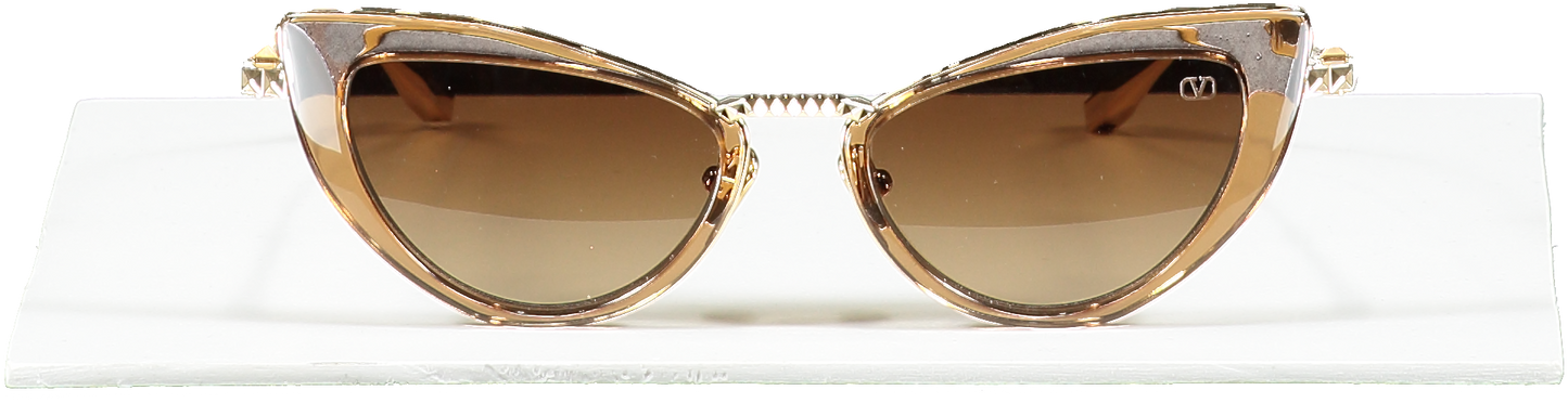 Valentino Brown Viii - Cat-eye Titanium And Acetate Stud Frame