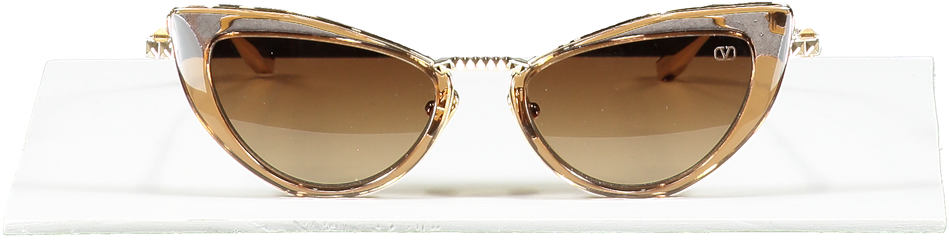 Valentino Brown Viii - Cat-eye Titanium And Acetate Stud Frame