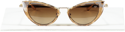 Valentino Brown Viii - Cat-eye Titanium And Acetate Stud Frame