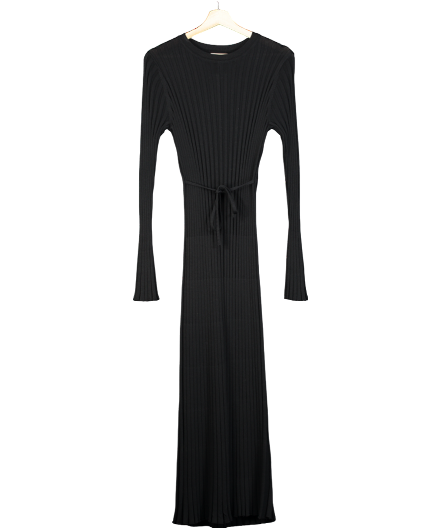 DISSH Black Ribbed Tie Belt Maxi Dress UK S