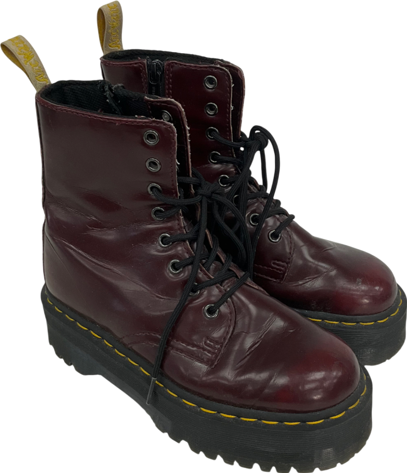 Dr Martens Red Smooth Leather Lace Up Boots In Burgundy UK 4 EU 37 👠