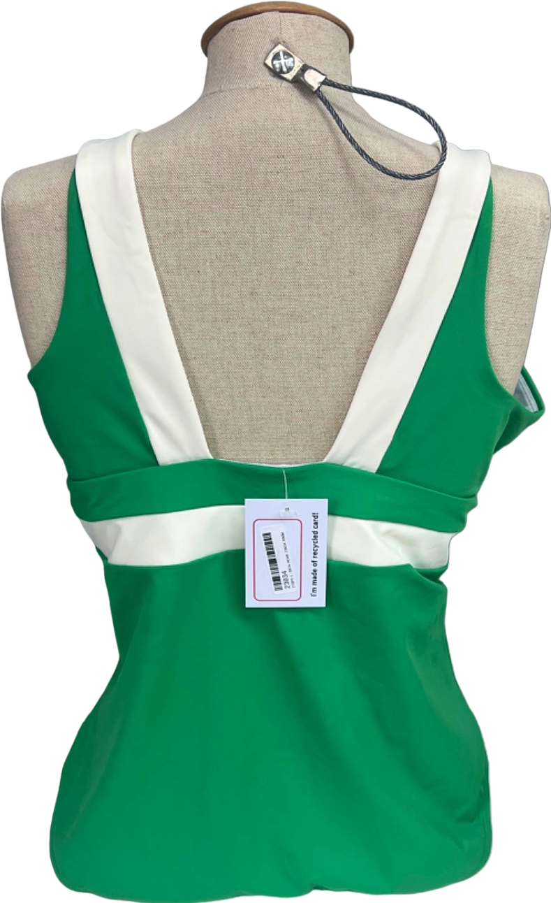 Boden Green & White Plunge Swimsuit UK 18