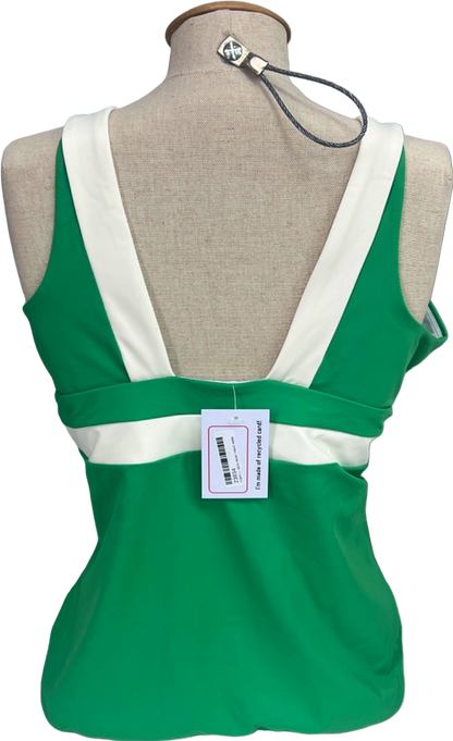 Boden Green & White Plunge Swimsuit UK 18