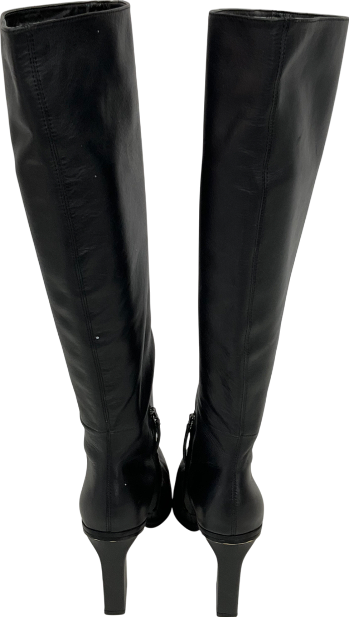 ZARA Black Leather Knee High Boots UK 6 EU 39 👠