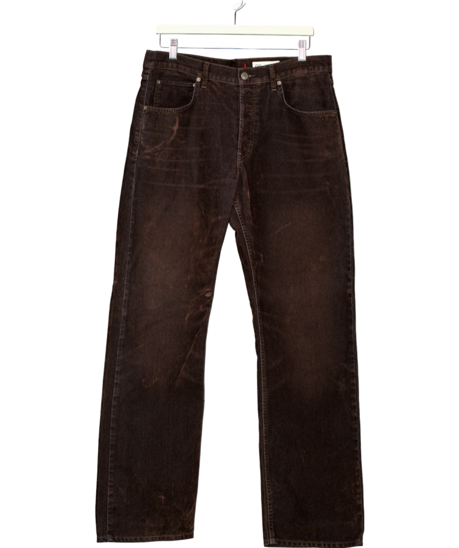 ZARA Brown Mid Rise Relaxed Velvet Jeans UK 14