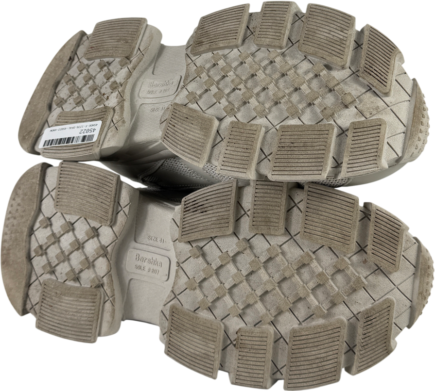 Bershka Grey Chunky Cleated Trainer In Stone Colour UK 7 EU 41 👞