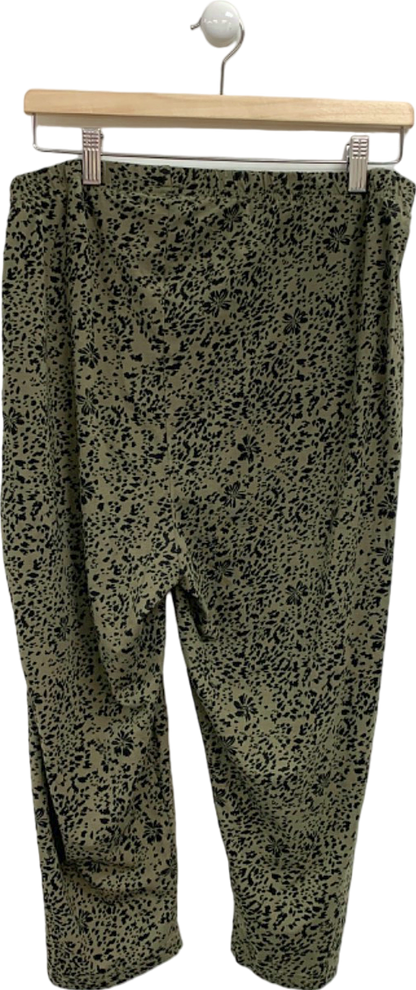 Yours Khaki Leopard Print Trousers UK 28