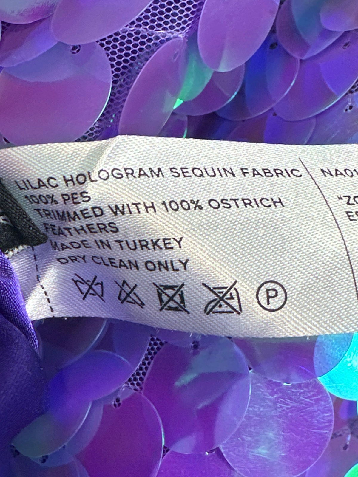 New Arrivals Lilac Hologram Sequin and Feathers Dress UK 10