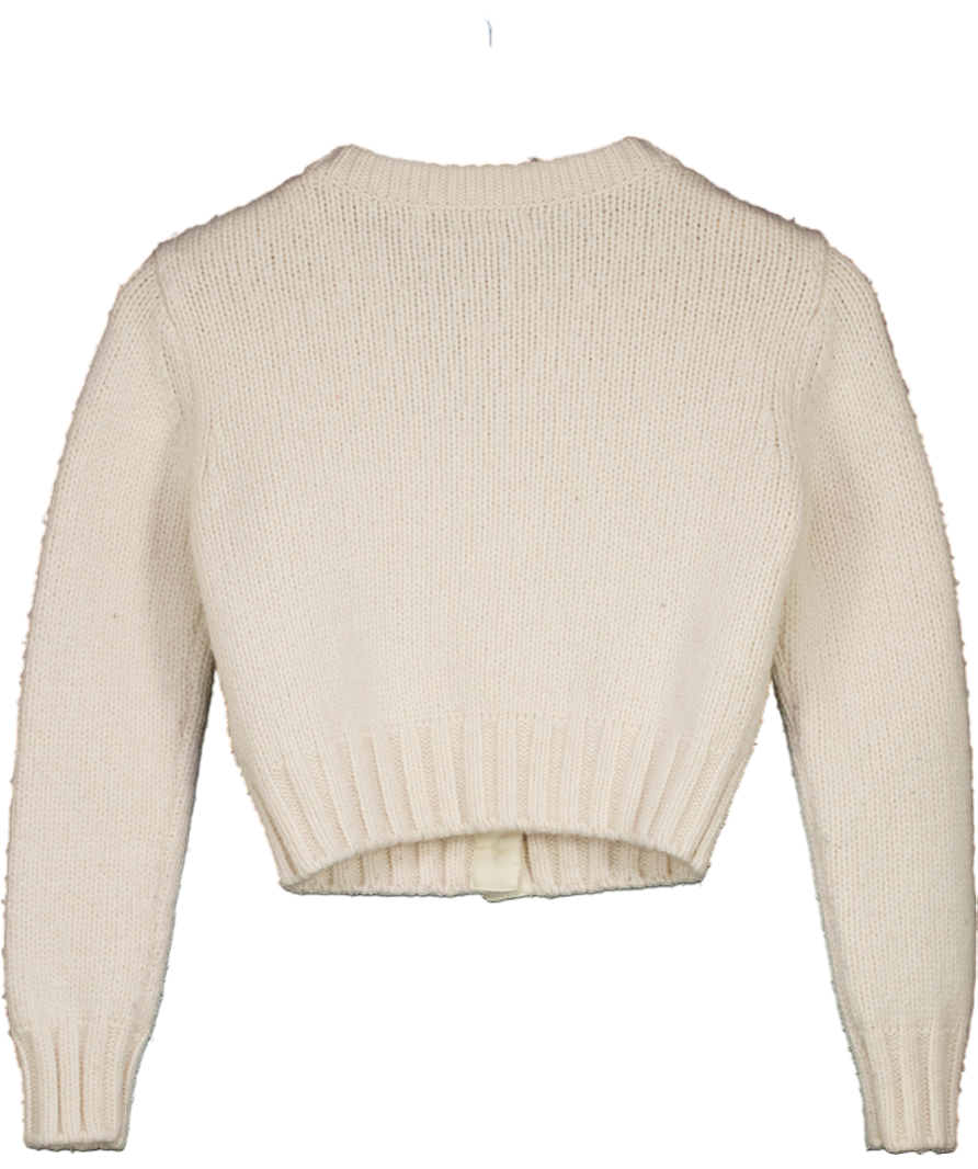 ZARA Cream Cropped Wool Blend Fitted Cardigan UK S