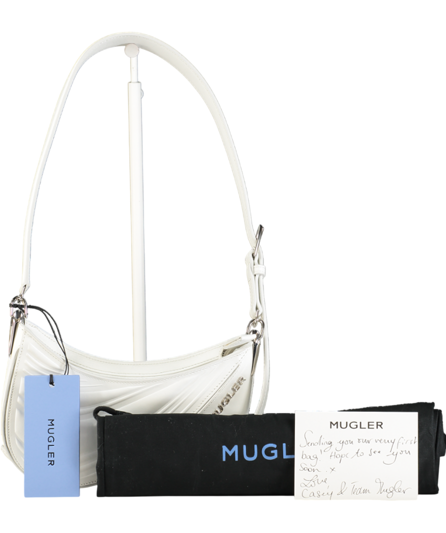 Mugler White Spiral Embossed Curve Crossbody Bag One Size