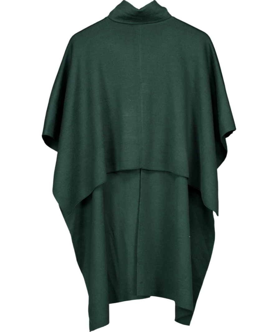 cos Green Wool Blend Turtleneck Shawl Sweater One Size