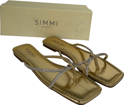 Simmi London Metallic Aviva Bling Sandals In Gold UK 5 EU 38 👠