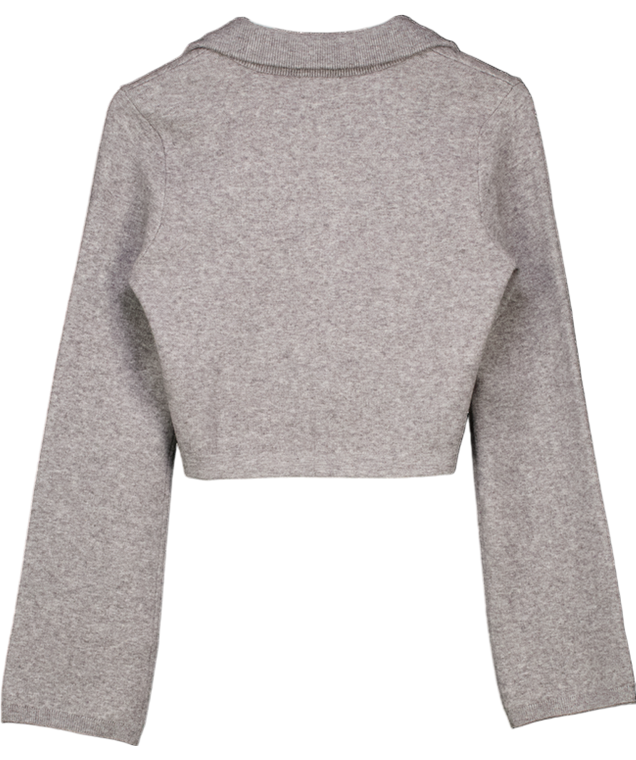 Meshki Grey Annabelle Knit Curved Hem Cardigan UK M