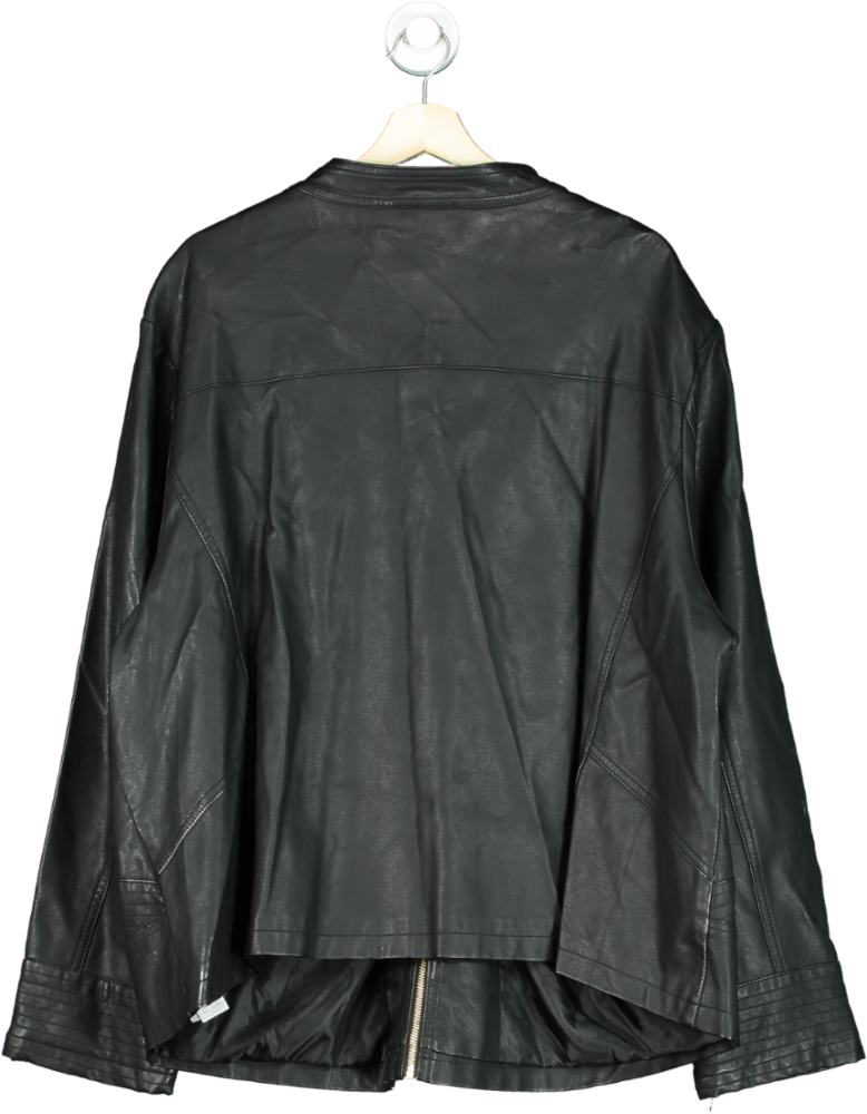 Yours Black Quilted Leather Jacket UK 26-28