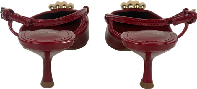 MANGO Red High-heeled Shoes With Metallic Detail UK 7 EU 40