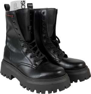 ASOS Black Ava Lace Up Flat Boots UK 5 EU 38