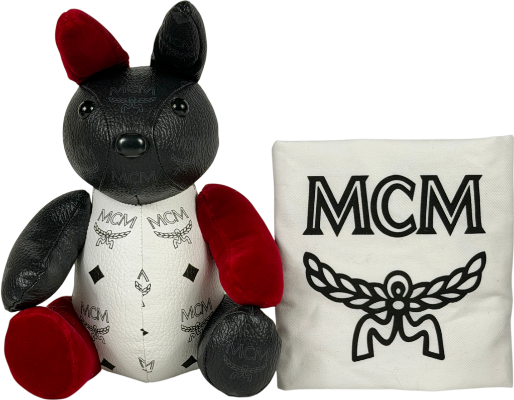 MCM Black Leather Rabbit Doll One Size