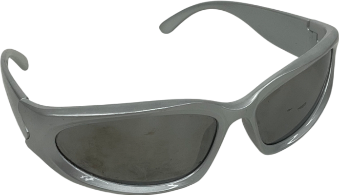 Metallic Wrap Around Vintage Oval Sunglasses One Size