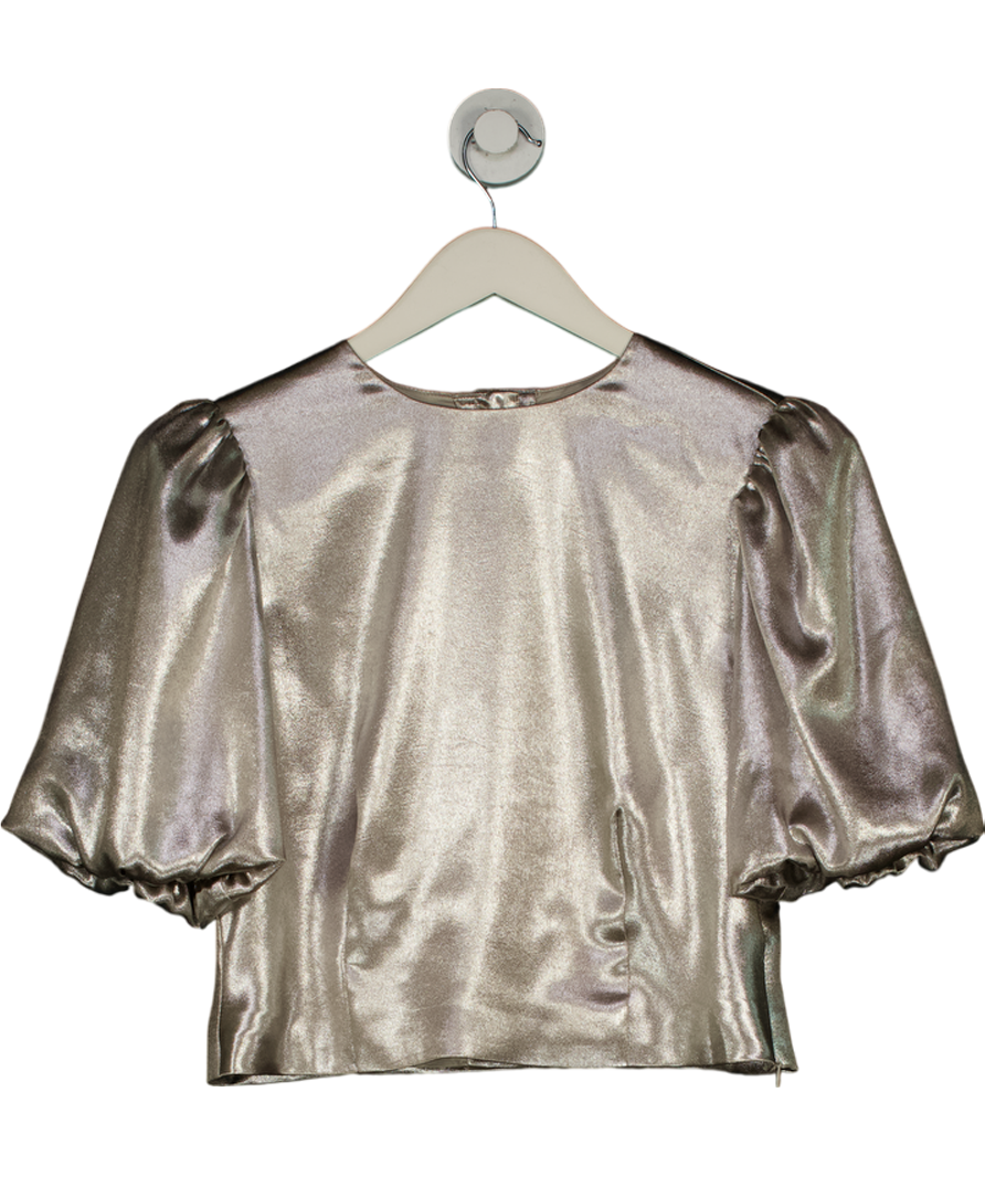 Mint Velvet Metallic Puff Sleeve Top UK 10