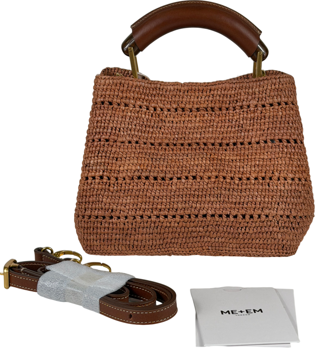 ME + EM Dusty Pink Mini Day Bag Raffia + Leather
